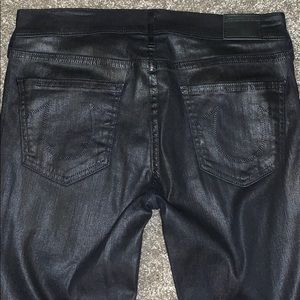 True religion faux leather mid rise super skinny